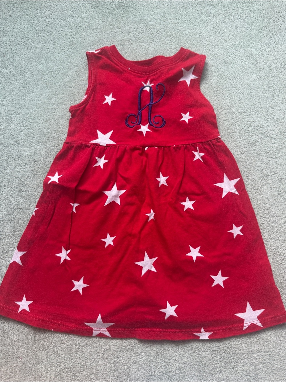 Old Navy Red Star Print Sleeveless Dress with Monogram A